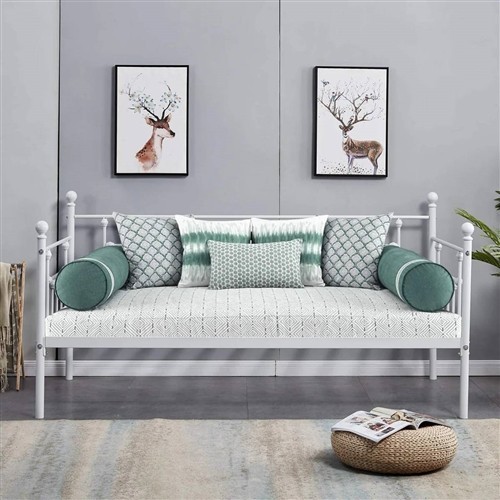 Twin Size Farmhouse White Metal Day Bed Frame