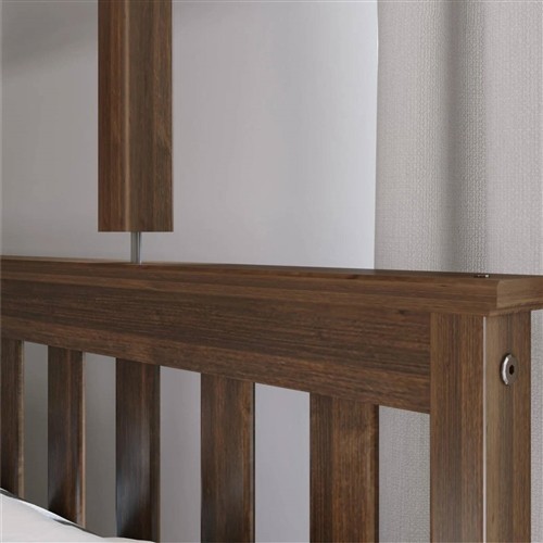 Twin over Full Size Walnut Brown Solid Wood Bunk Bed Frame