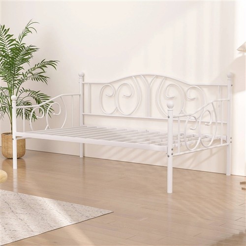 Twin Size French White Metal Day Bed Frame