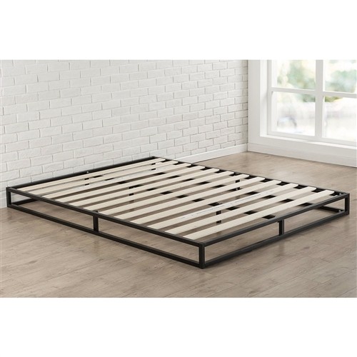 Twin Size 6" Low Profile Black Metal Platform Bed Frame with Wood Slats