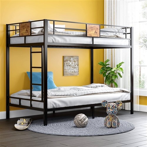 Twin over Twin Size Black Metal Bunk Bed Frame