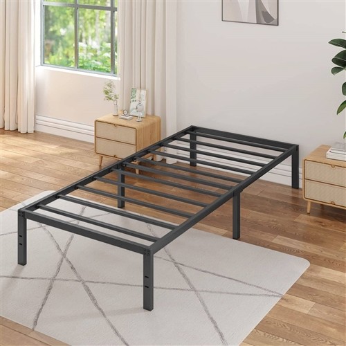 Twin Size 16" Black Metal Platform Bed Frame