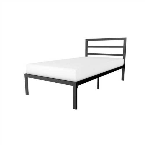 Twin Size Black Metal Platform Bed Frame with Metal Headboard