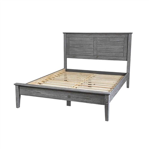 Twin Size Solid Pine Rustic Grey Wood Platform Bed Frame