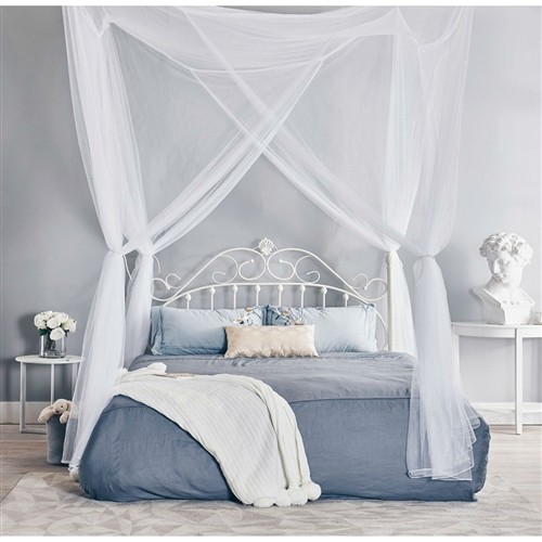 White Mesh Bed Canopy (Fits: Full, Queen & King)