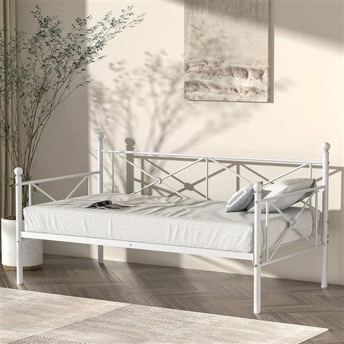 Twin Size Classic White Metal Day Bed Frame