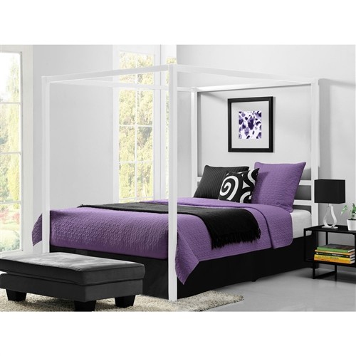Queen Size White Metal Canopy Bed