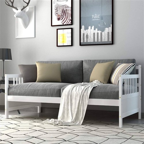 Twin Size Contemporary White Wood Day Bed Frame