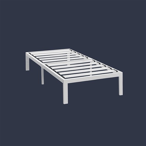 Twin Size 14" White Metal Platform Bed Frame