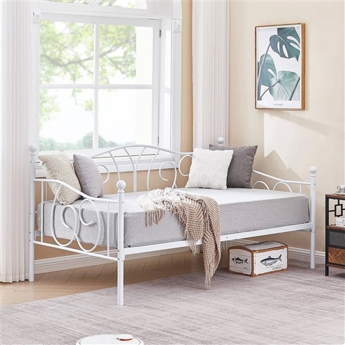 Twin Size French White Metal Day Bed Frame