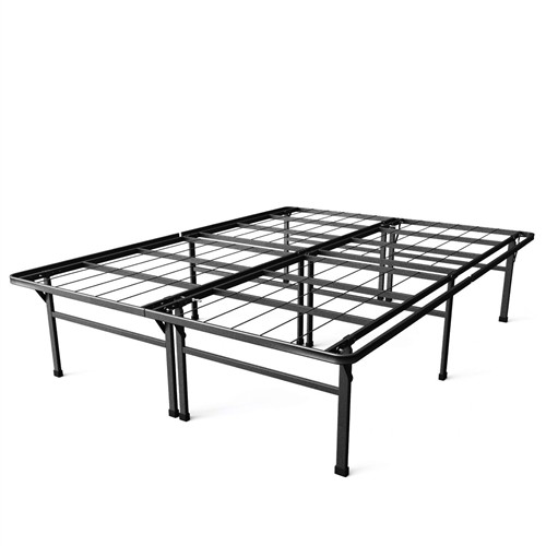 California King Size 18" High Rise Black Metal Platform Bed Frame