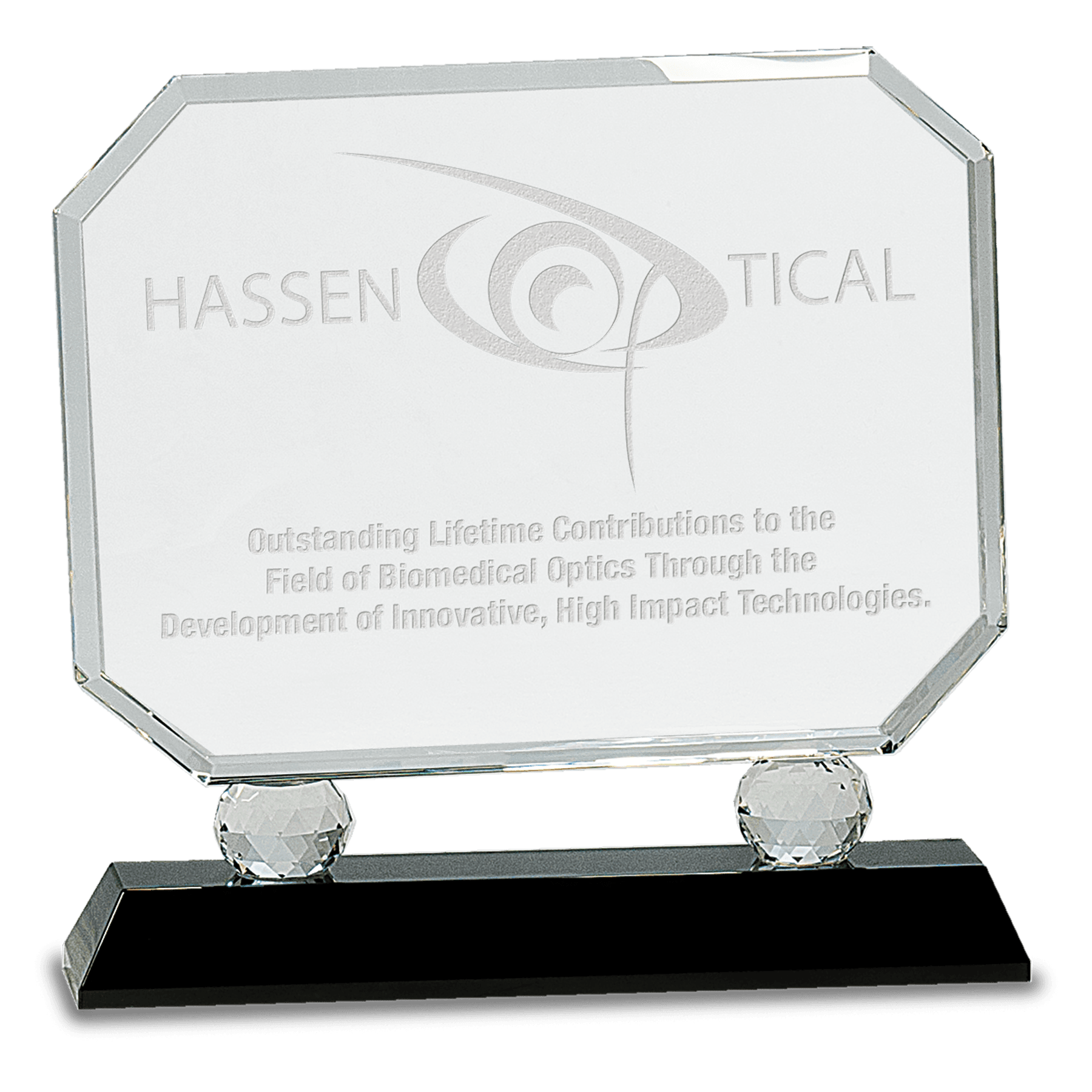 Crystal Rectangle Black Pedestal Award