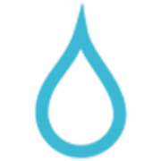 Blue water droplet icon on a light gray background.