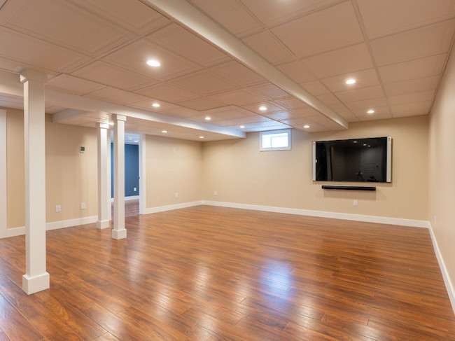 newly finished basement room