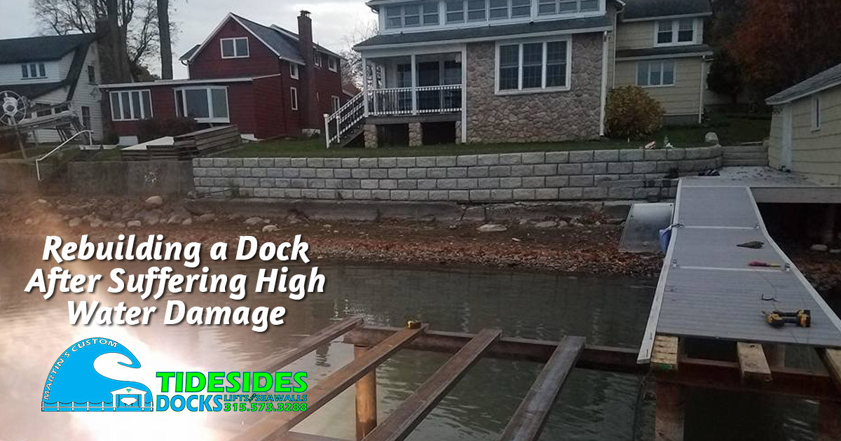 wind damaged dock on lake ontario ny