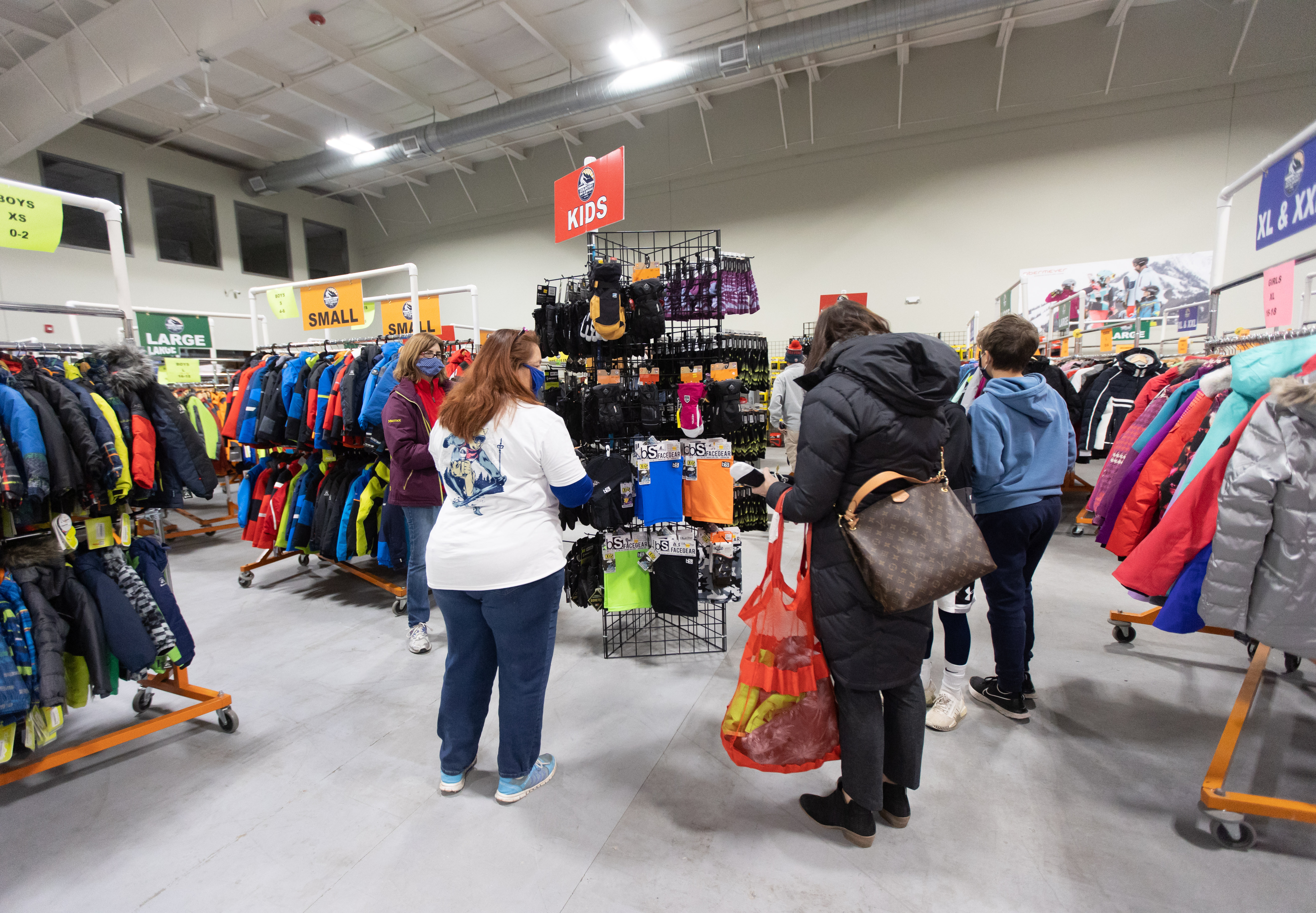 customers shopping at ski shop warehouse