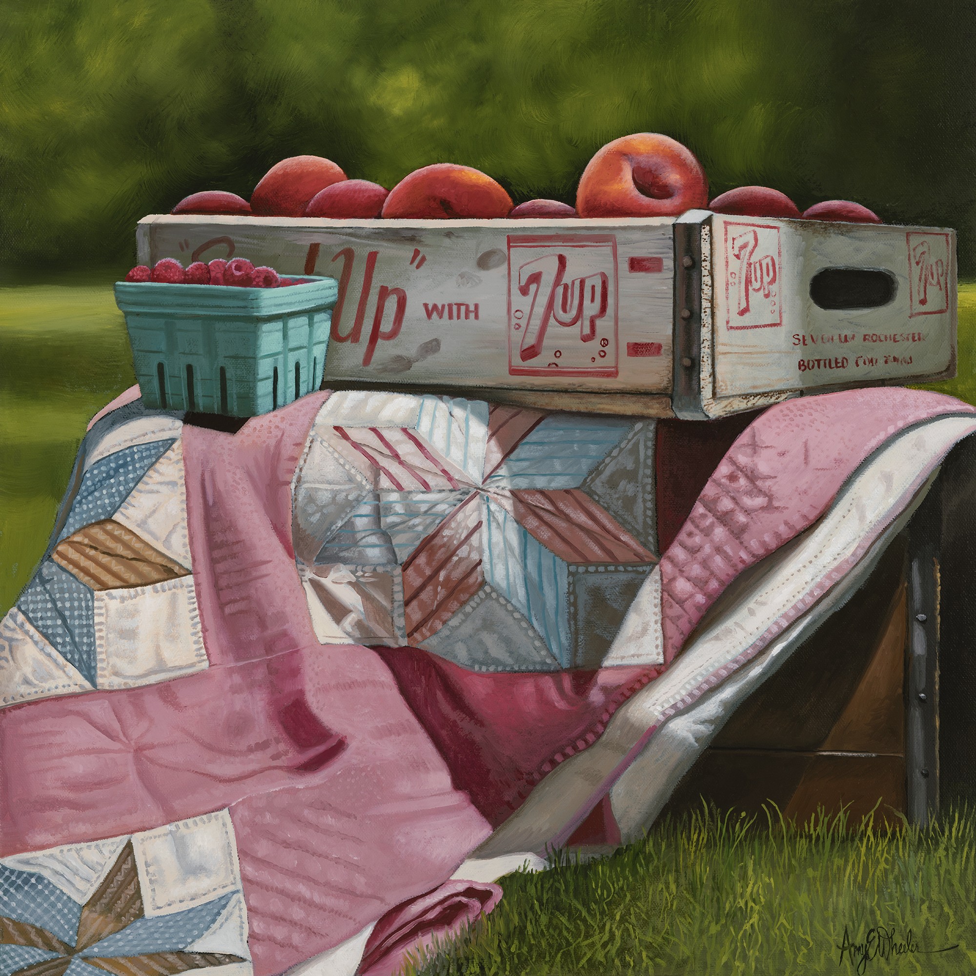 Peaches, Quilt, Raspberries, Seven-Up