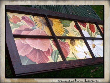 Vintage window transformed into wall art