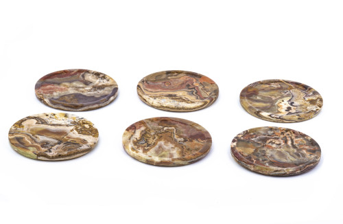 A Set Of Six Marbled Hard Stone Drink Coasters